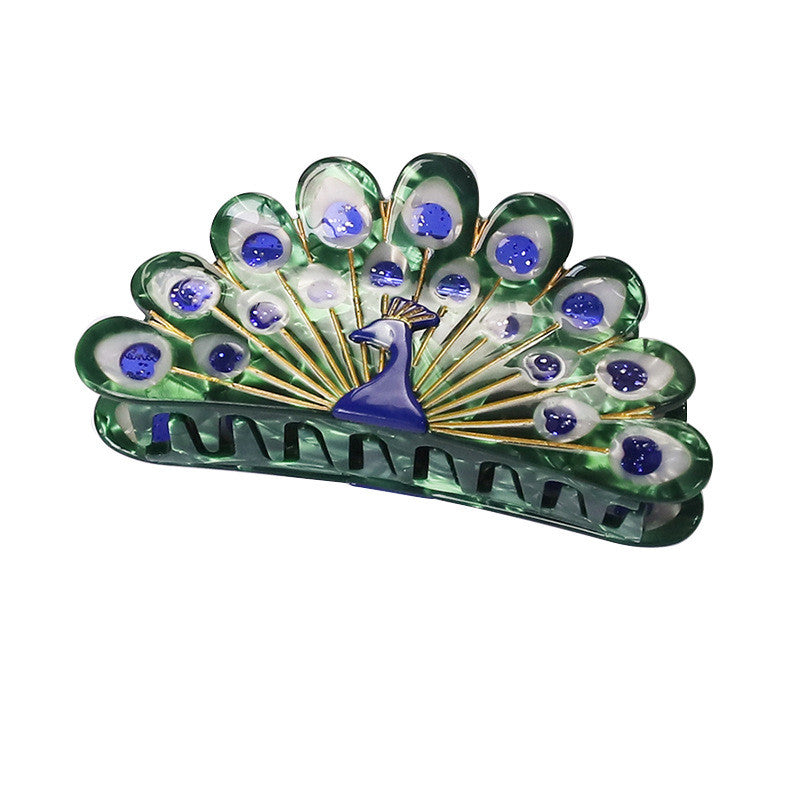 Accessoires pour cheveux en forme d'animaux Peacock Grip Grande pince requin pour queue de cheval