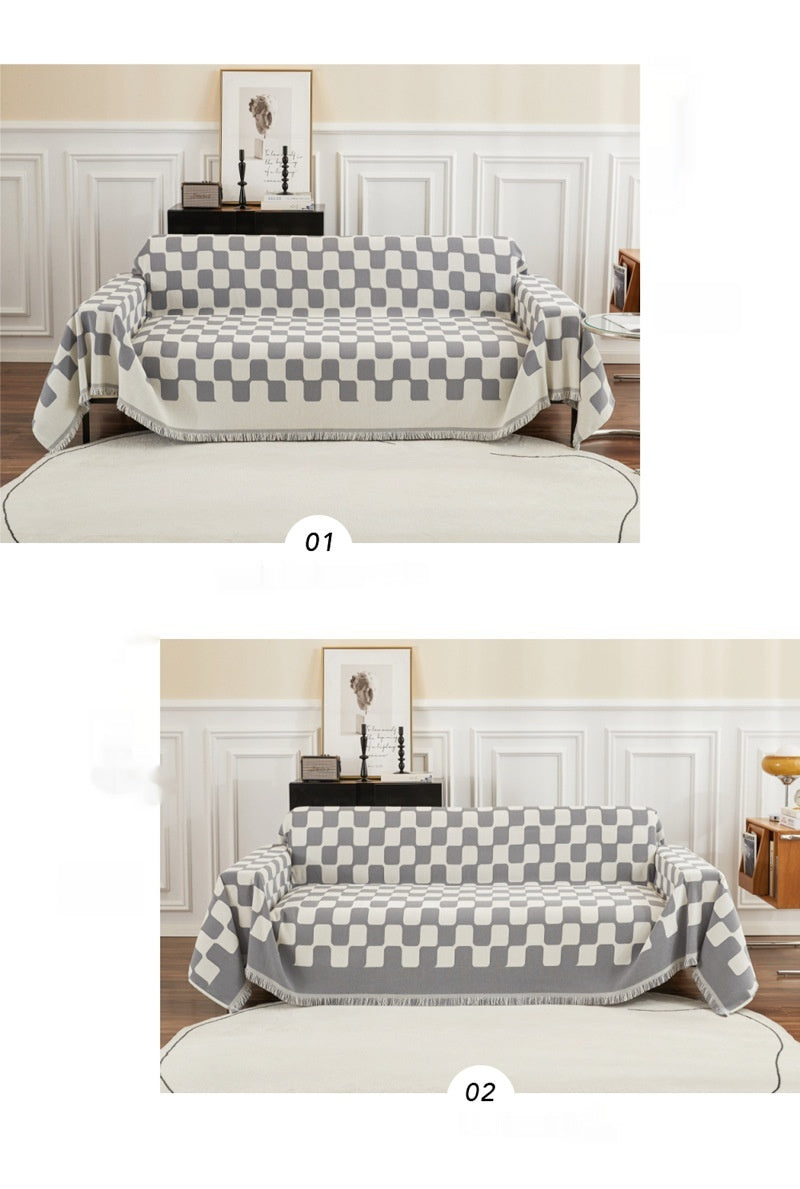 Chessboard Plaid Sofa Towel Sofa Cover Simple Universal