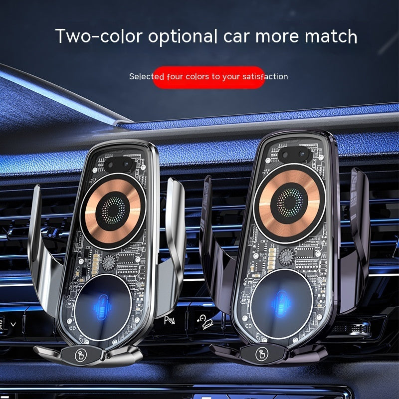 Support de téléphone portable transparent et créatif, chargeur de voiture sans fil, ouverture et fermeture automatiques, fournitures de voiture de navigation