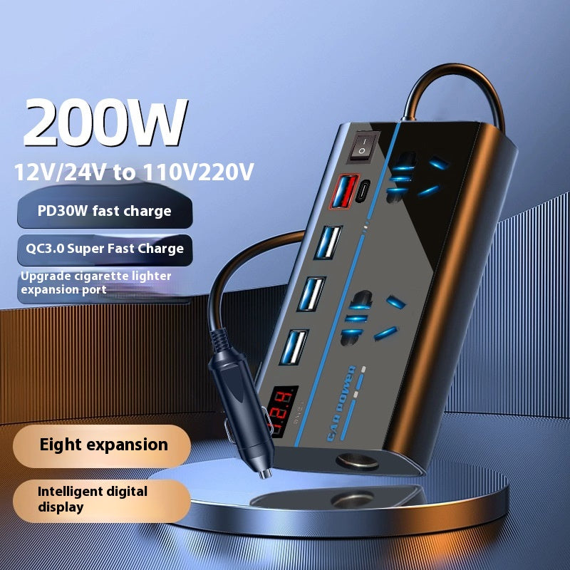 Car Inverter Charger 12v24v To 110 V220V Power Adapter Type-c Mobile Phone