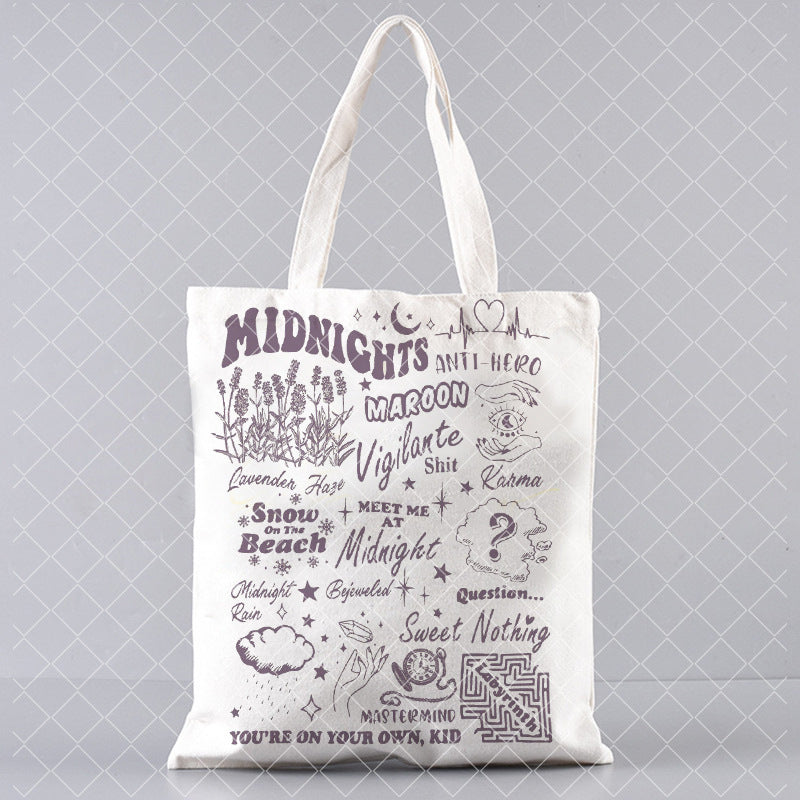 Printed Canvas One Shoulder Shopping Bag