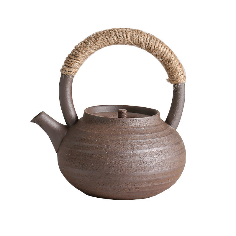 Théières en grès Kung Fu Tea avec anses, céramique, portatives