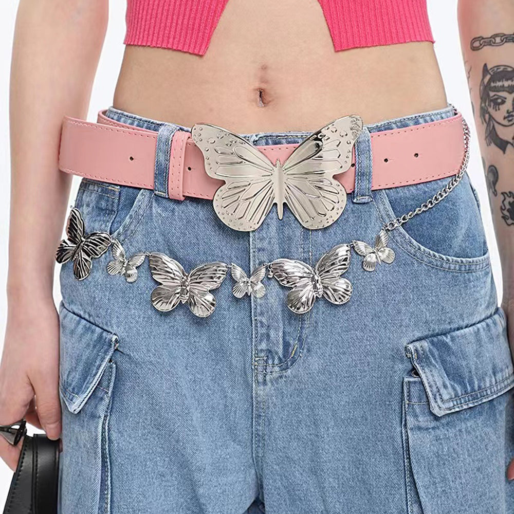 Ceinture Papillon Métallique Grande Taille pour Femme, Ceinture Simple Vintage, Accessoire Tendance et Doux