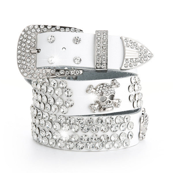 Ceinture pour femme en cuir véritable avec strass