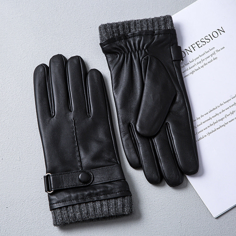 Gants de conduite chauds tactiles en peau de mouton pour hommes pour l'automne et l'hiver