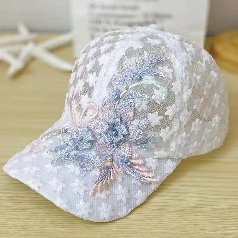 Outdoor Mesh Breathable Thin Lace Peaked Cap For Women