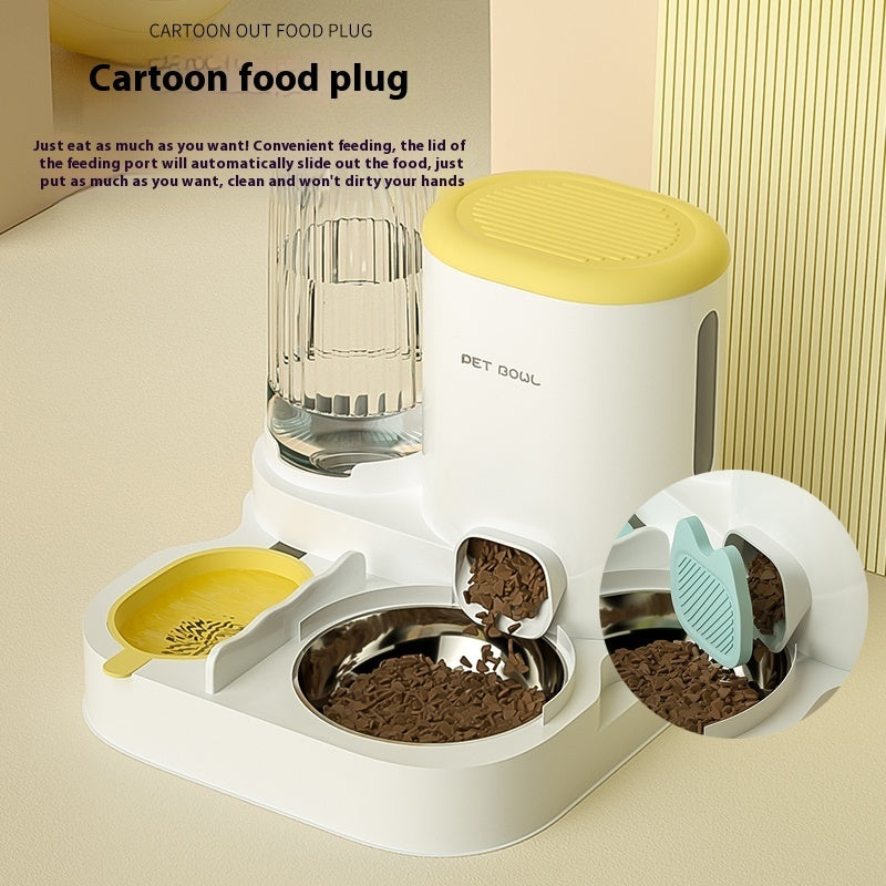 Gamelle pour chat, distributeur automatique d'eau, double gamelle intégrée en acier inoxydable