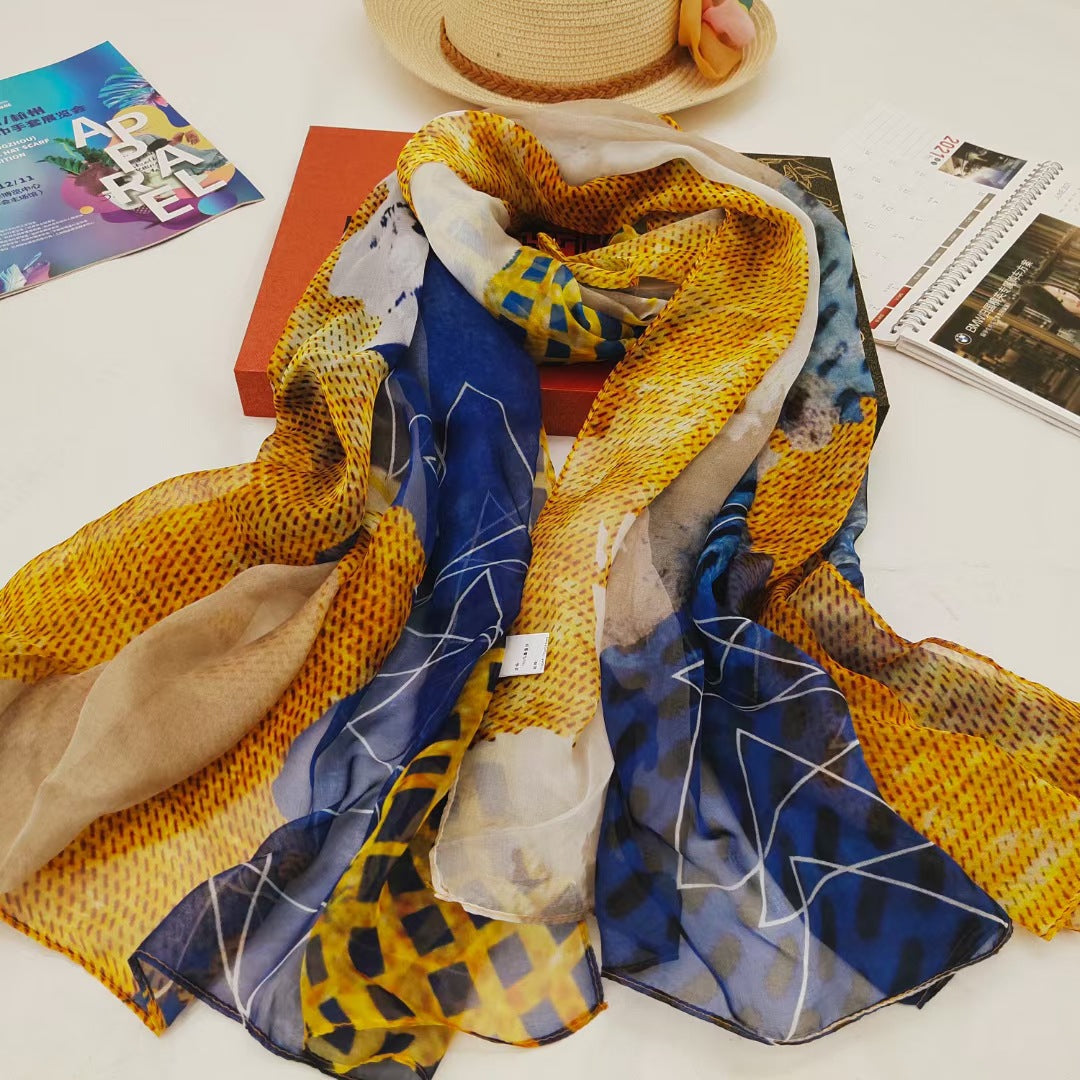 Women's Autumn Digital Inkjet Printing Silk Scarf