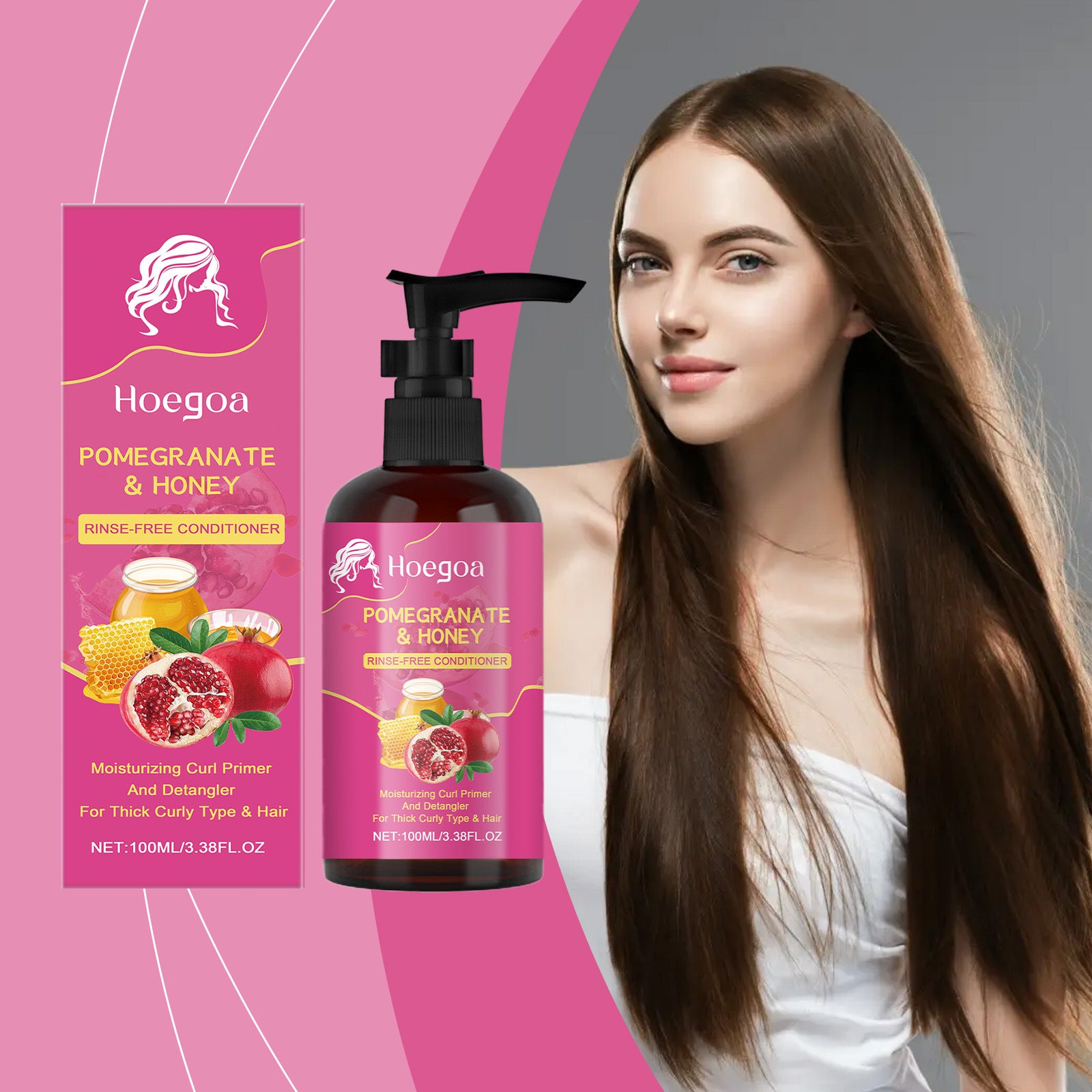 Pomegranate Leave-in Hair Conditioner Nourishing Dry Manic Gentle Soft Hair Moisturizing Brightening