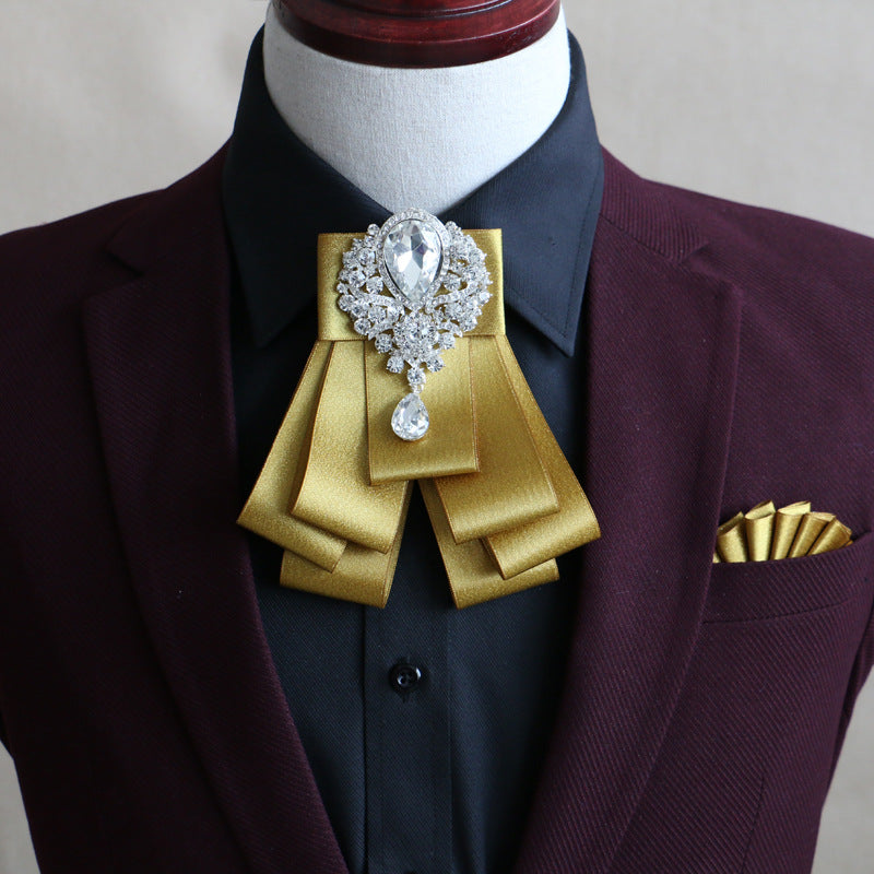 Men's Fashion Simple Diamond Bow Tie Set