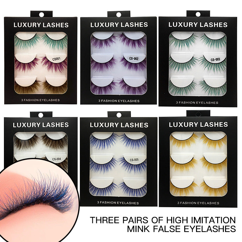 Faux cils de couleur de haute qualité, épais, tridimensionnels, naturels