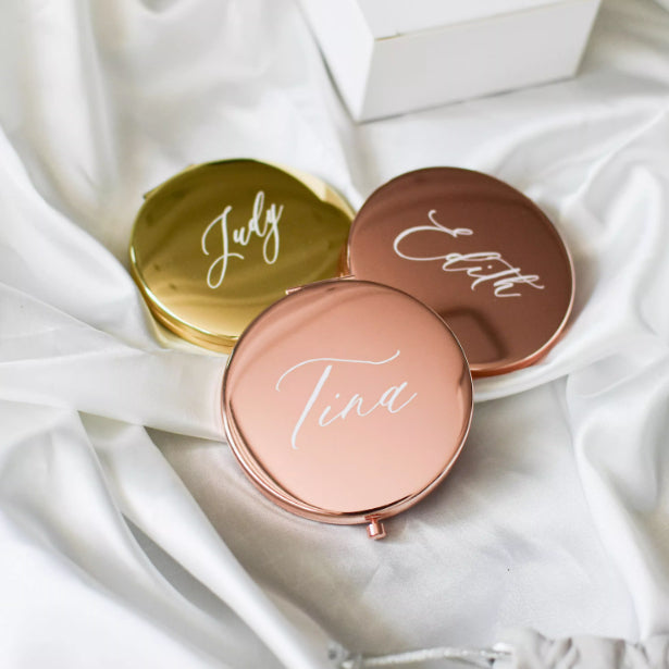 Cadeau personnalisé avec nom, compagnon de demoiselle d'honneur, cadeau à main, miroir de maquillage