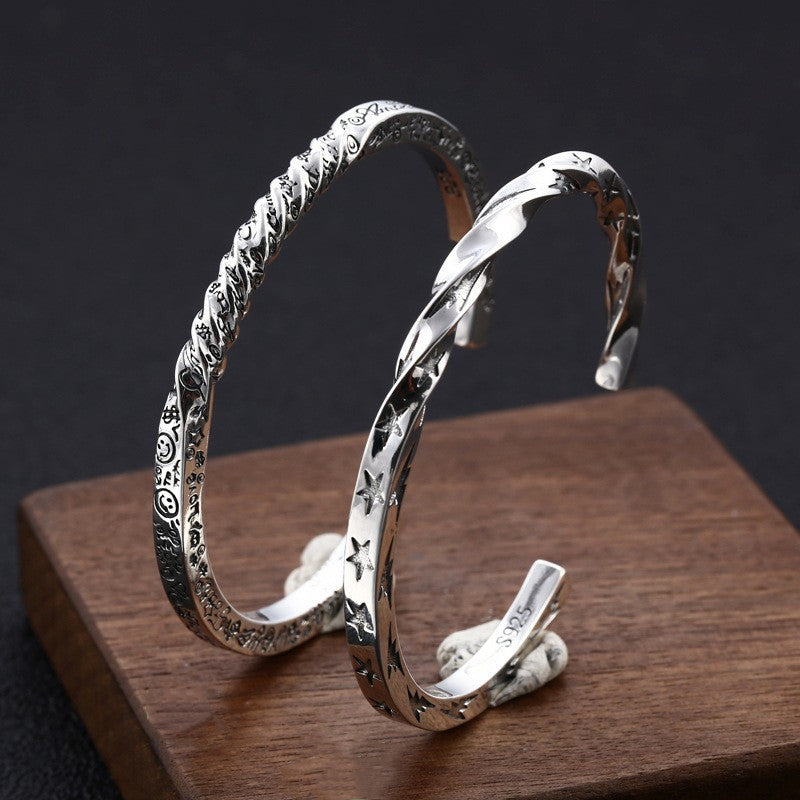 Bijoux en argent sterling, hommes et femmes, personnalisés, étoiles, smiley, lettres