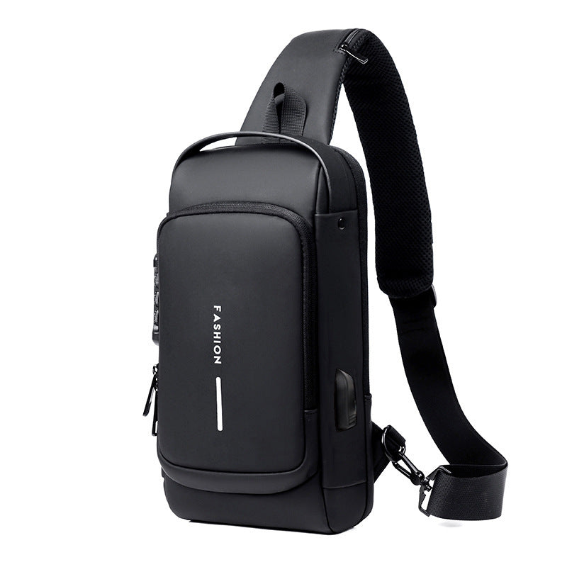 Sac de poitrine diagonal antivol rechargeable de grande capacité avec mot de passe