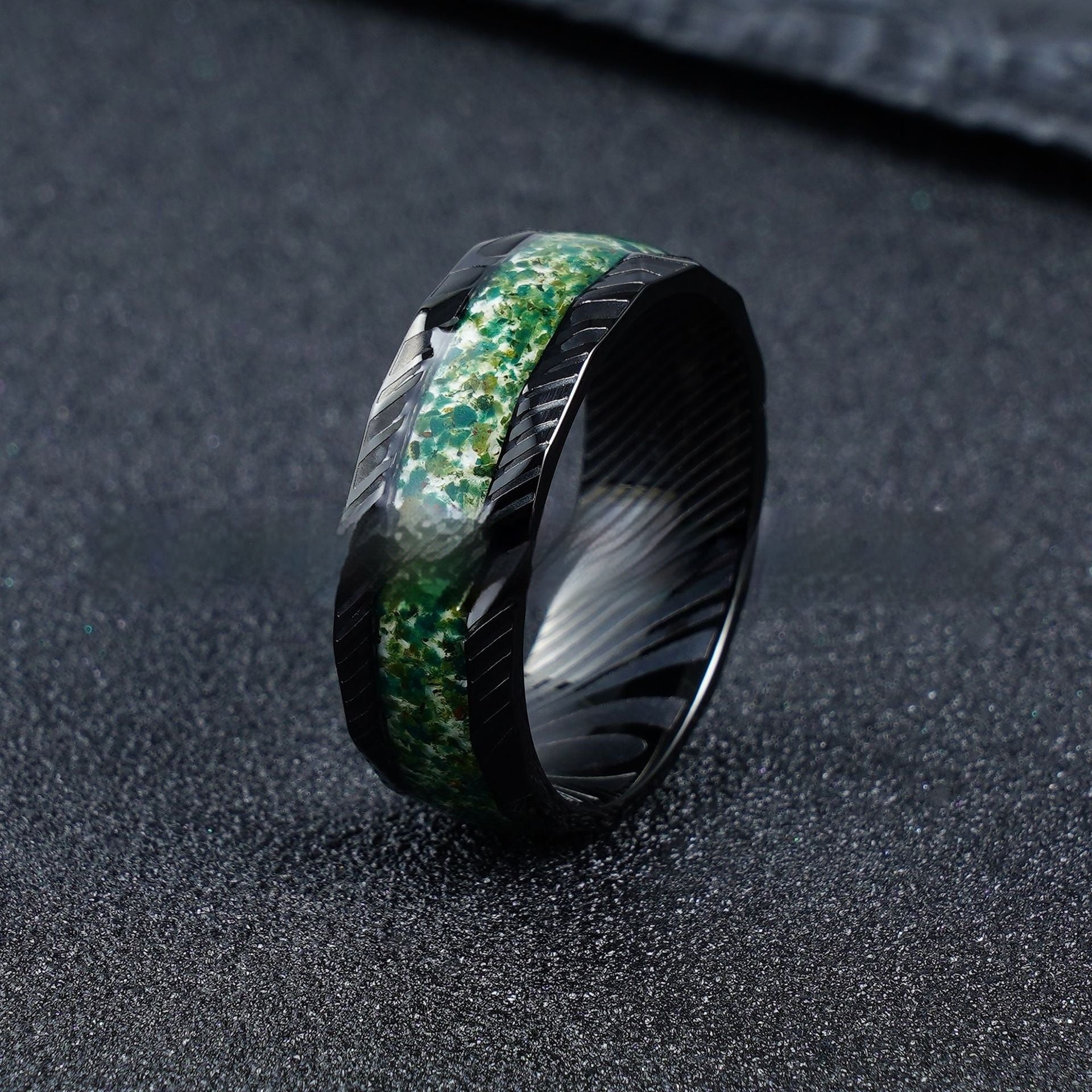 Men's Electric Black 8mm Stainless Steel Ring