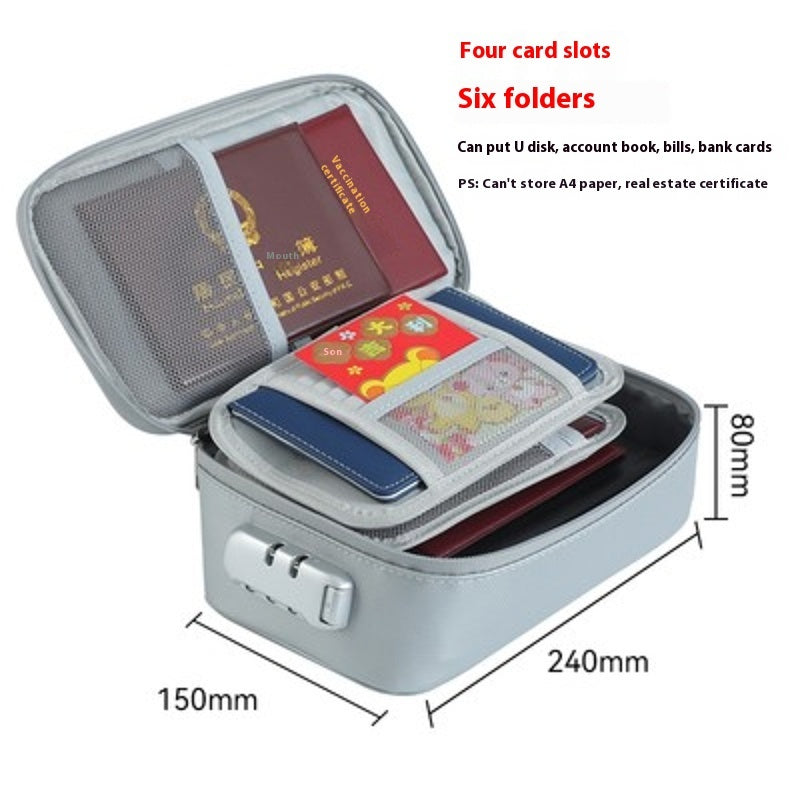 Fireproof Certificate Household Information File Bag Storage Box