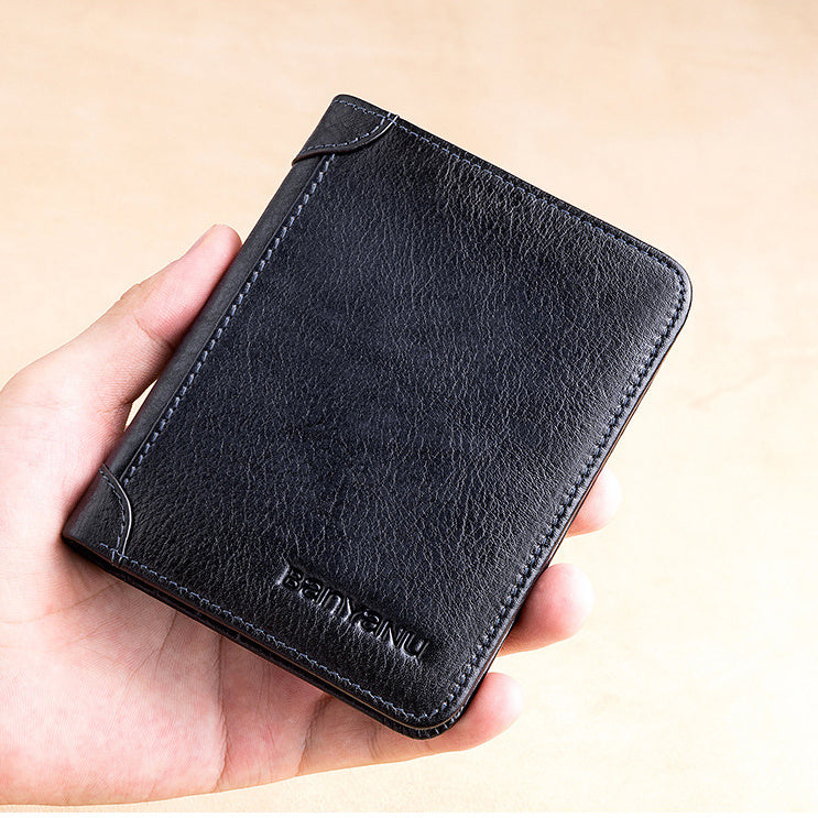 Portefeuille horizontal en cuir grande capacité pour homme