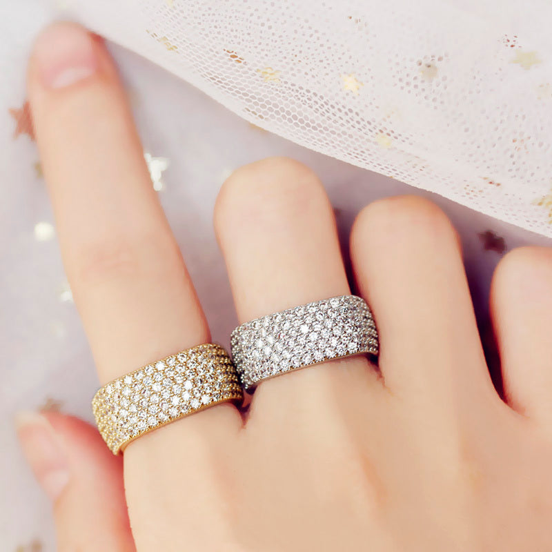 Light Luxury Niche Square Full Diamond Index Finger Ring