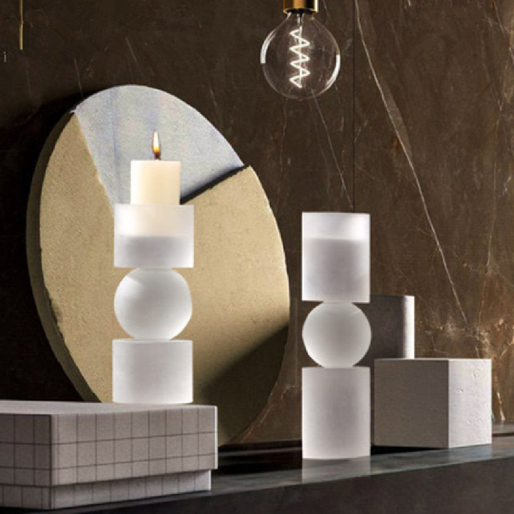 Modern Crystal Electroplating Frosted Candle Holder Creative