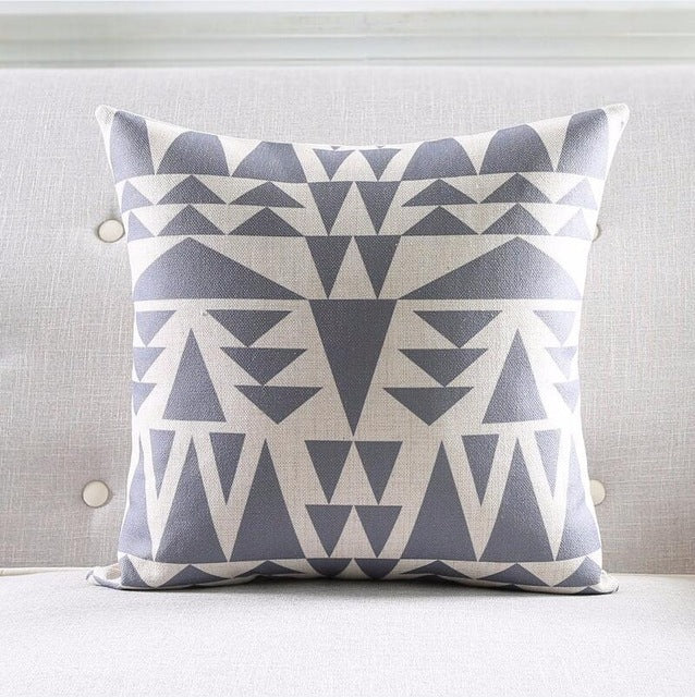 Coussin décoratif nordique à rayures géométriques en lin épais pour canapé