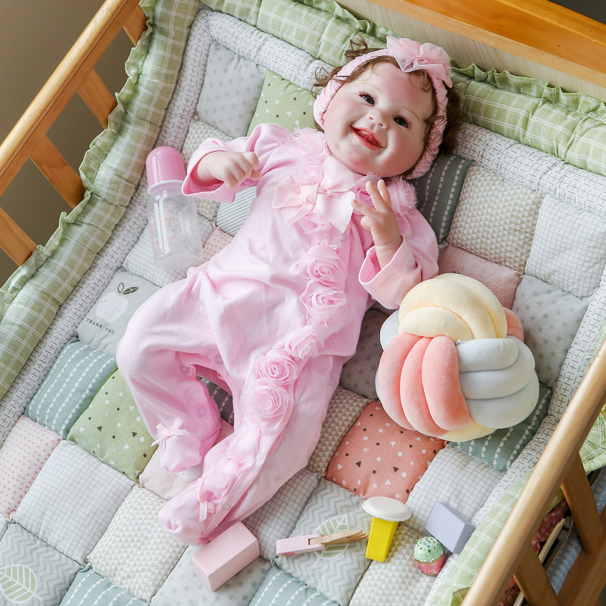 Cute Acrylic Eyes Smiling Baby Reborn Toy