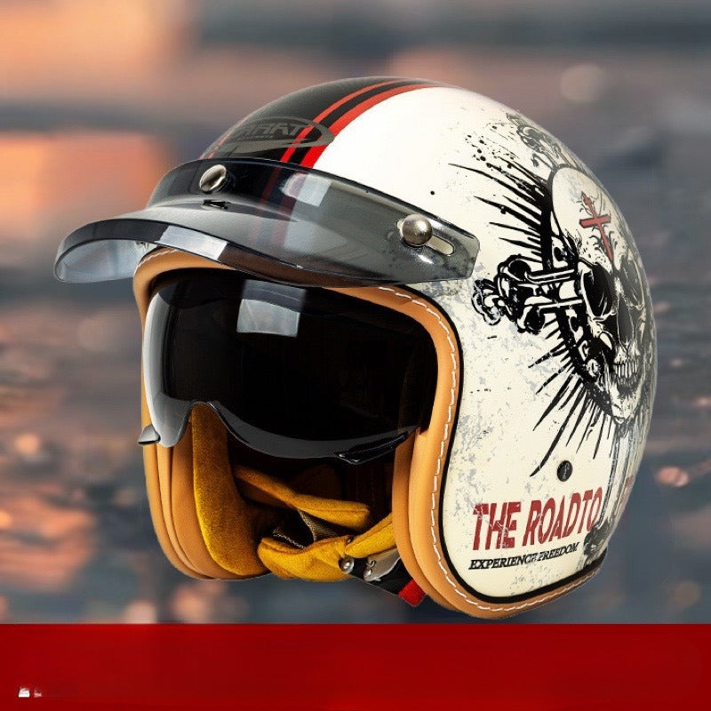 Casque de moto Casque de moto pour hommes et femmes avec lunettes intégrées pour voiture électrique
