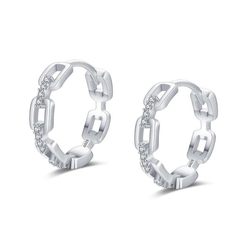 Small High-end Sense Chain-shaped Micro Diamond Earrings Women