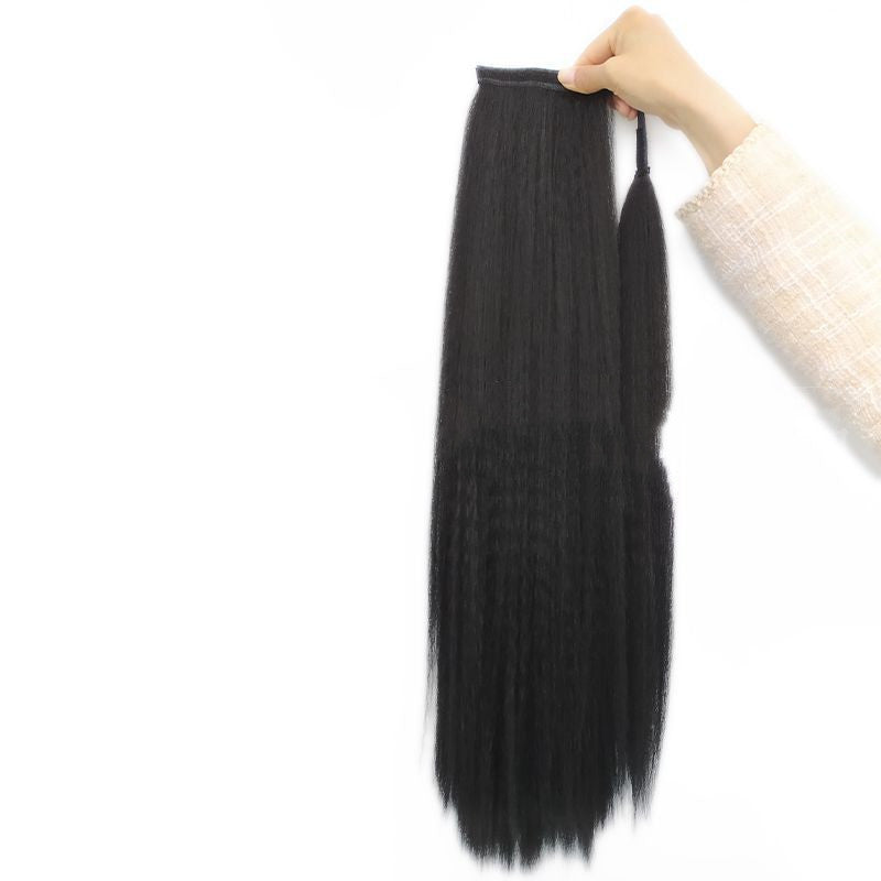 Peluca de cola de caballo recta y esponjosa para mujer
