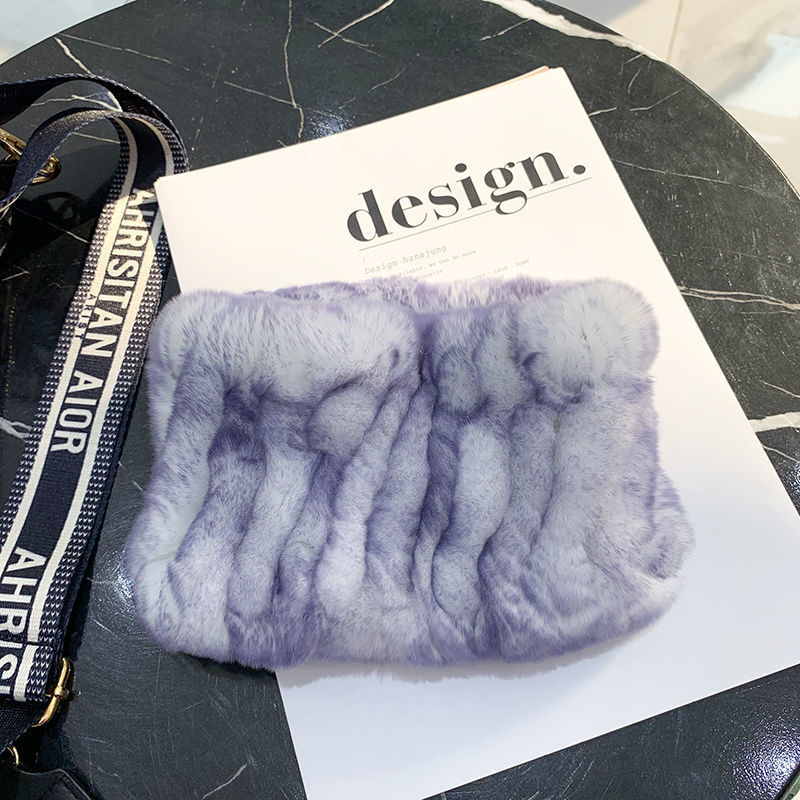 Rex Rabbit Fur Bandana Women's Winter Elastic Net Scarf Hair Band Wild Grass Plush Headband Children's Scarf