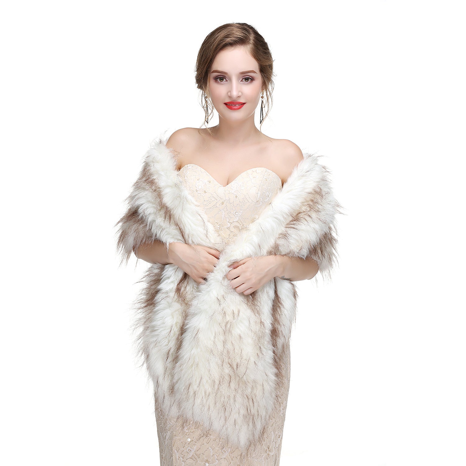 Wedding Dress Fox Fur Waistcoat Winter Warm Fur Shawl