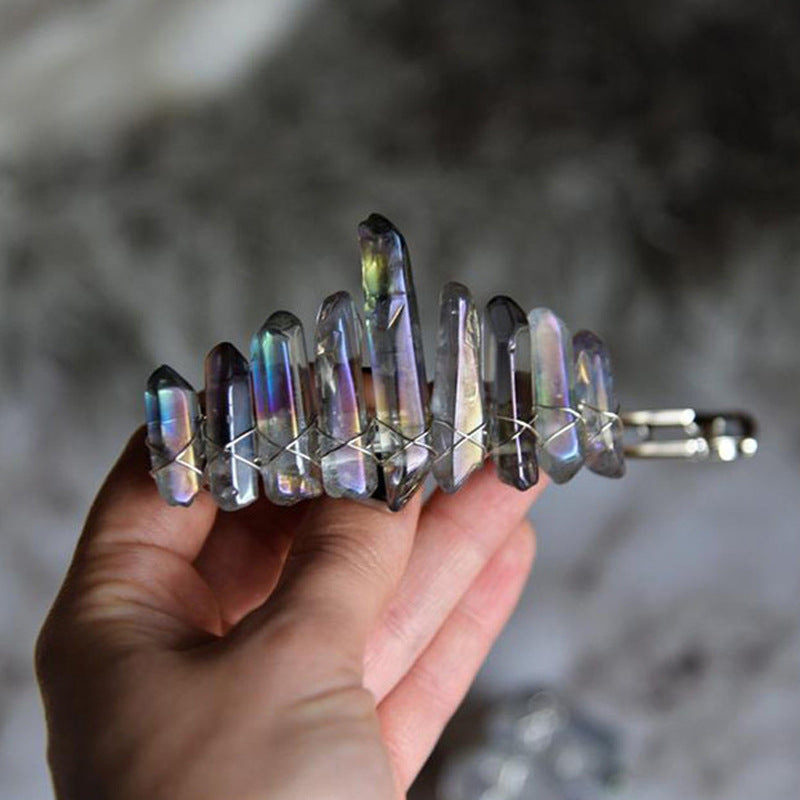 8cm Barrette à cheveux en cristal printanier multicolore