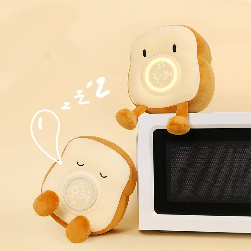 Plush Toast Alarm Clock Light School Gift Dormitory Bedroom