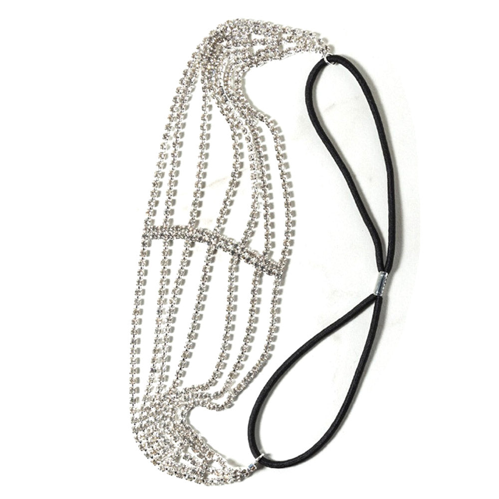Flash Diamond Rhinestone Elastic Headband Hair Accessories Five Rows Of Diamonds