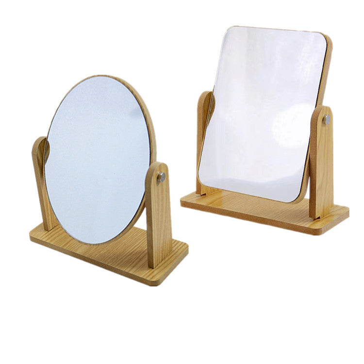Miroir de maquillage en bois de bureau rotatif