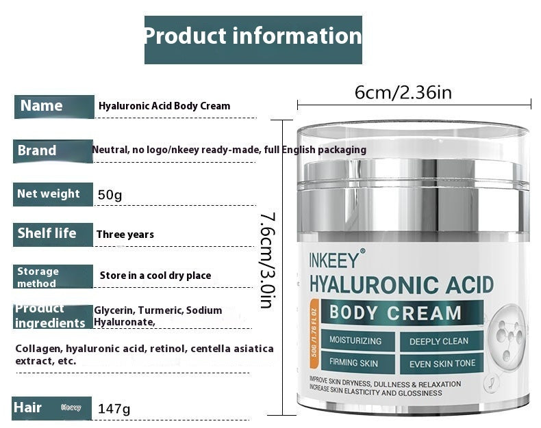 Crème corporelle à l'acide hyaluronique hydratante et anti-gerçures