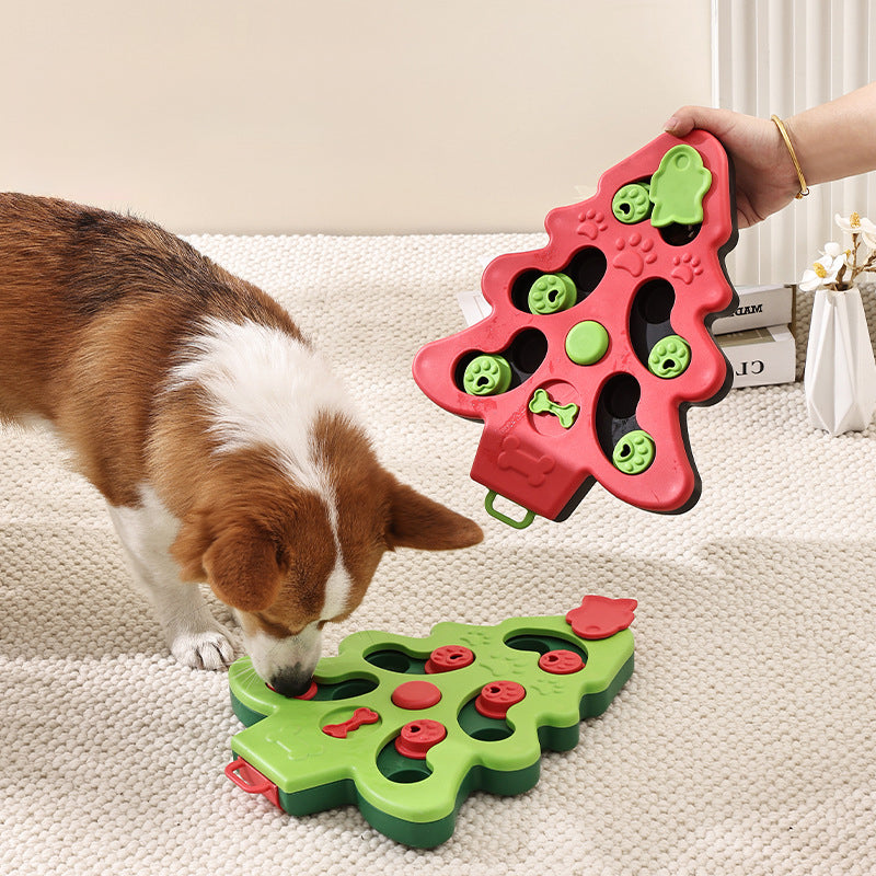Jouets interactifs pour chiens en forme de sapin de Noël, gamelle anti-glouton pour chiens, jouet amusant d'entraînement pour chiens et chats, gamelle antidérapante pour chiens