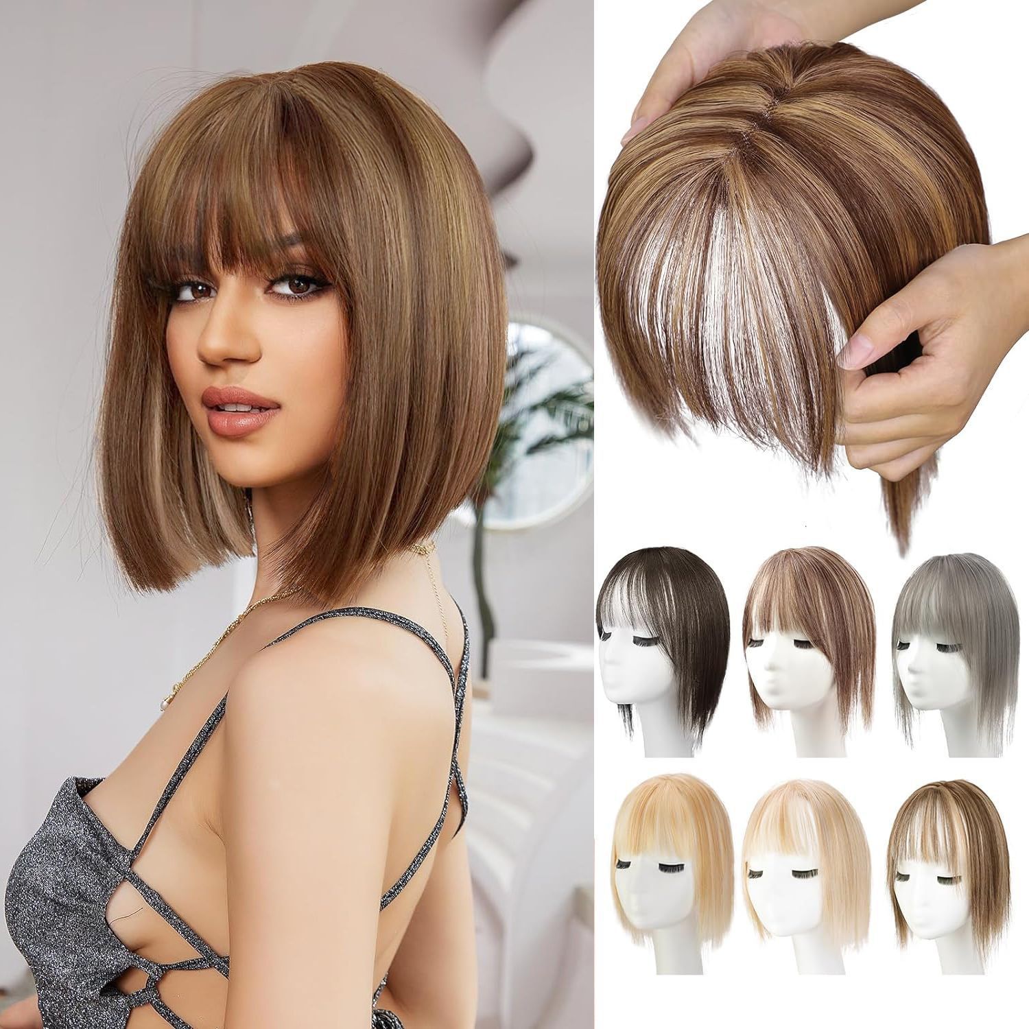 Perruque naturelle légère respirante pour femme Couvre les cheveux gris invisibles