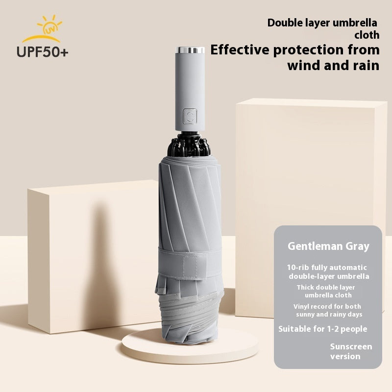10-bone Automatic Vinyl Double-layer Reverse Umbrella