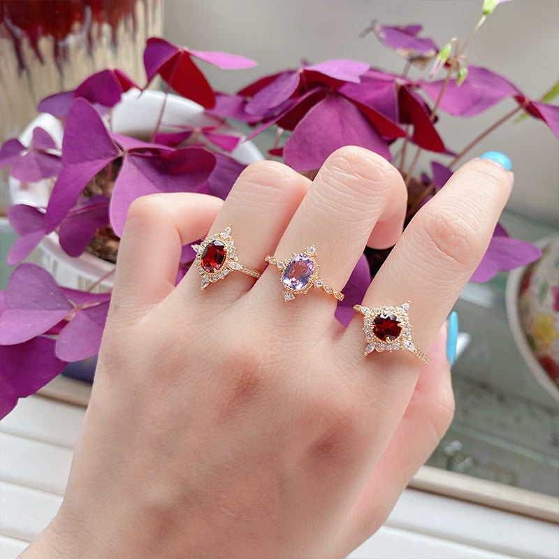 Natural Stone Retro Zircon Ring