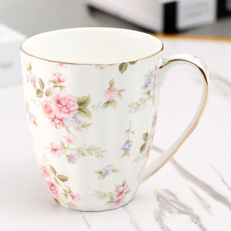 Ceramic Flower Tea Cup Coffee Suit Household Watchband Spoon