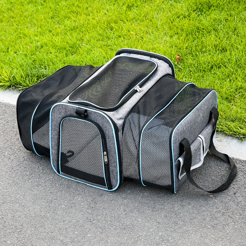 Sac de transport pliable extensible et respirant pour animaux de compagnie - Portable et montable sur véhicule