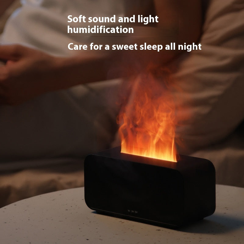 Diffuseur d'arômes à minuterie, USB, diffuseur de flamme d'aromathérapie domestique, humidificateur d'air en forme de flamme.