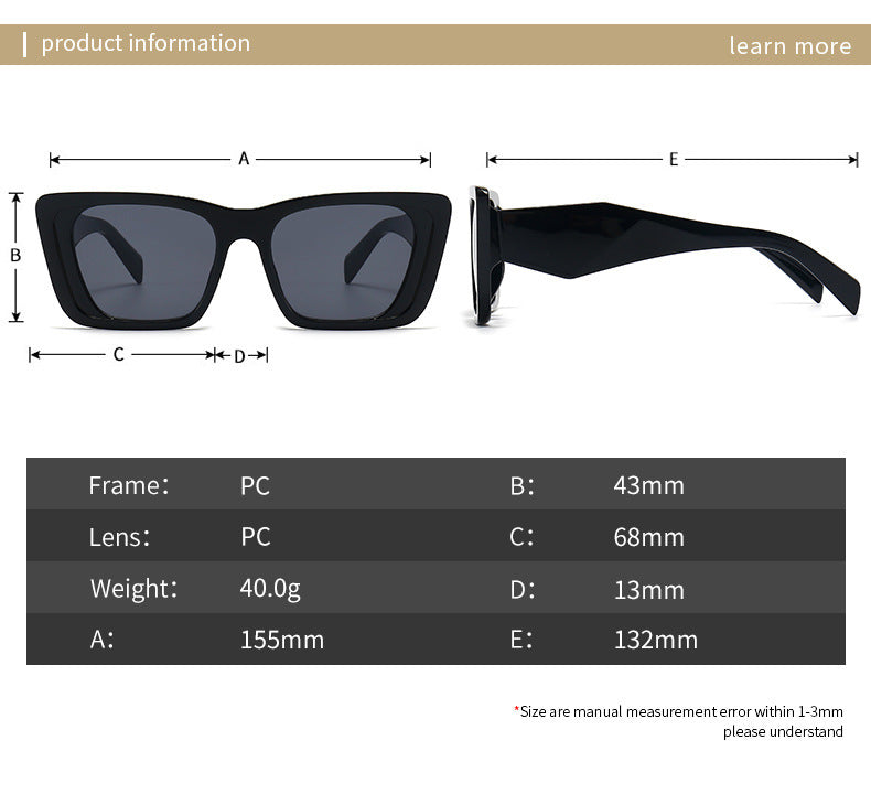 New Women's Fashion Large Frame Square Sunglasses