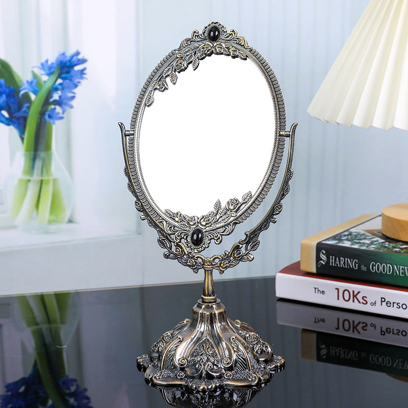 European Metal Reversible Retro Makeup Mirror