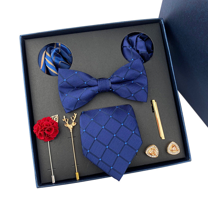 Men's Fashion Simple Pocket Scarf Brooch Tie Set