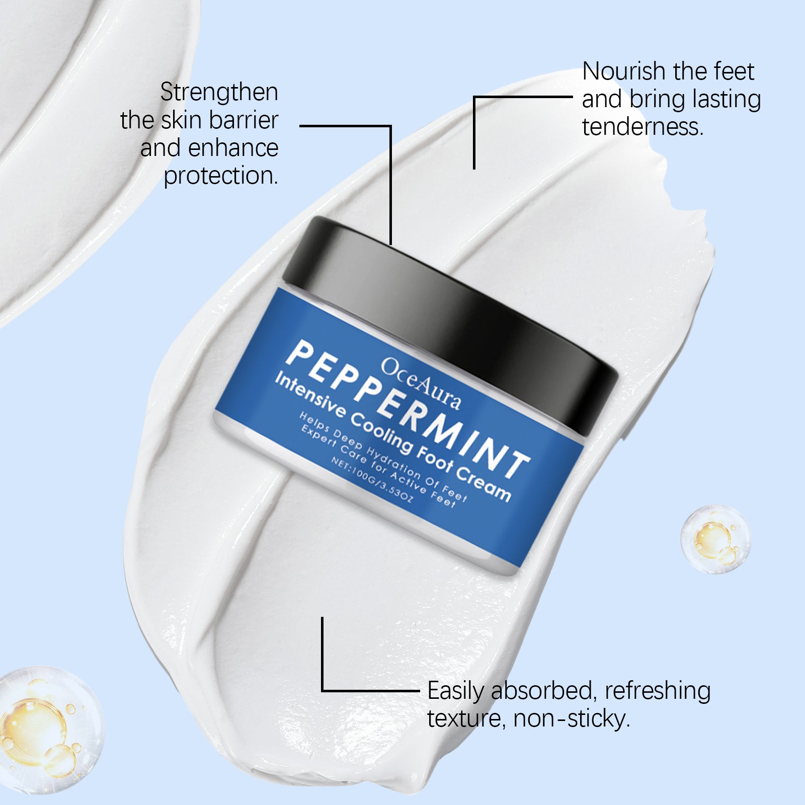 Crème fraîche et confortable pour les pieds