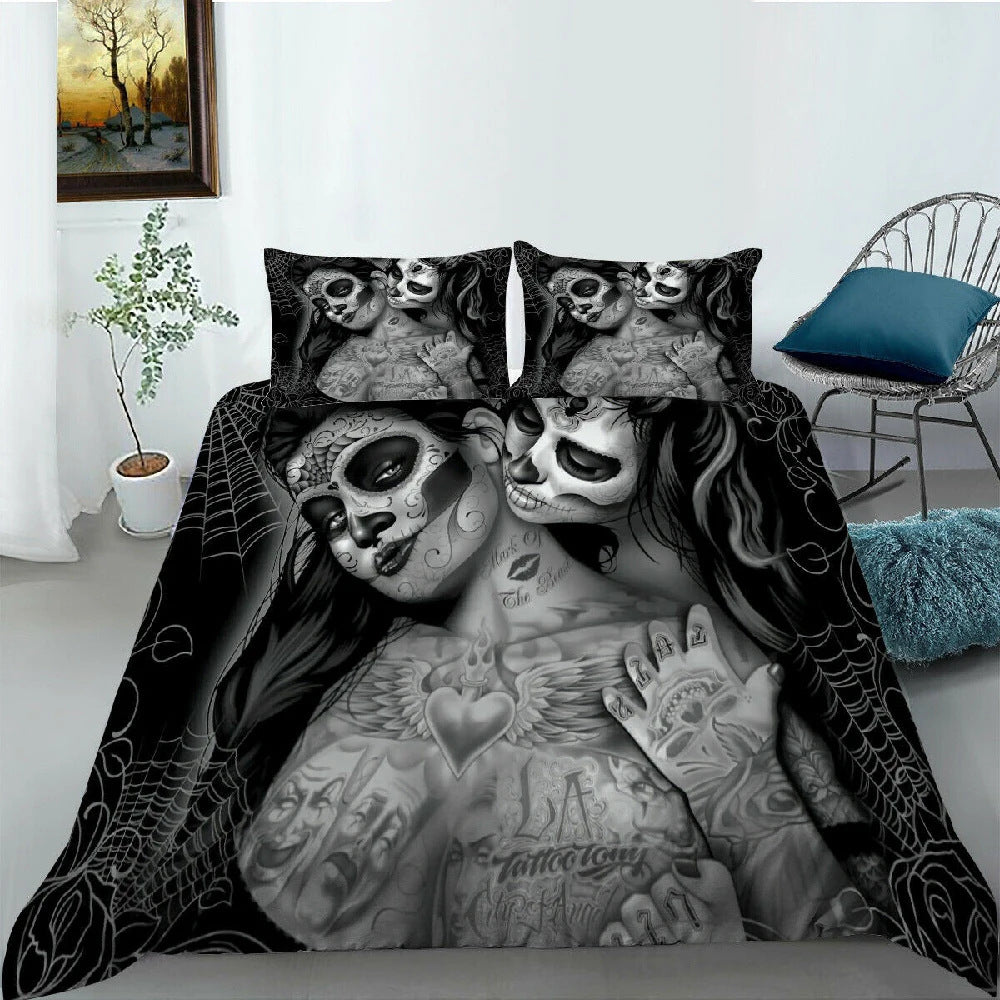 Sexy Skeleton Couple Girl Bedding Set