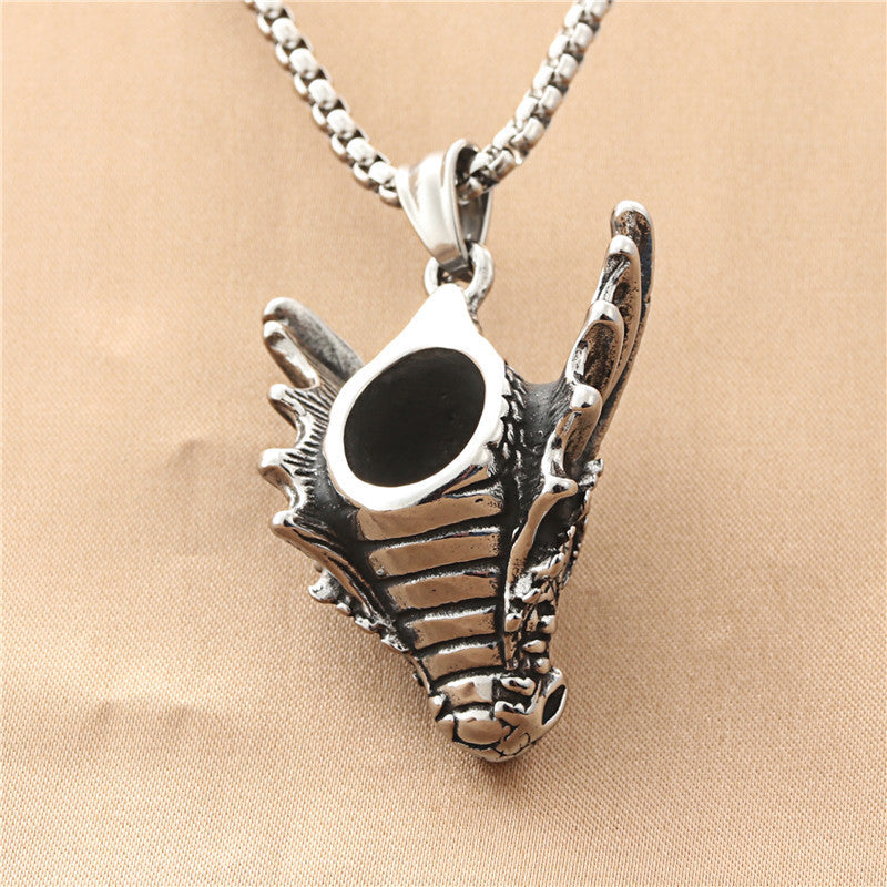 Ornament Titanium Steel Dragon Pendant Vintage Stainless Steel Necklace