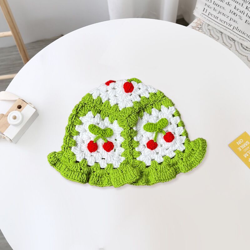 Cherry Hand Knit Sweater Hat Keeps Warm And Fashionable