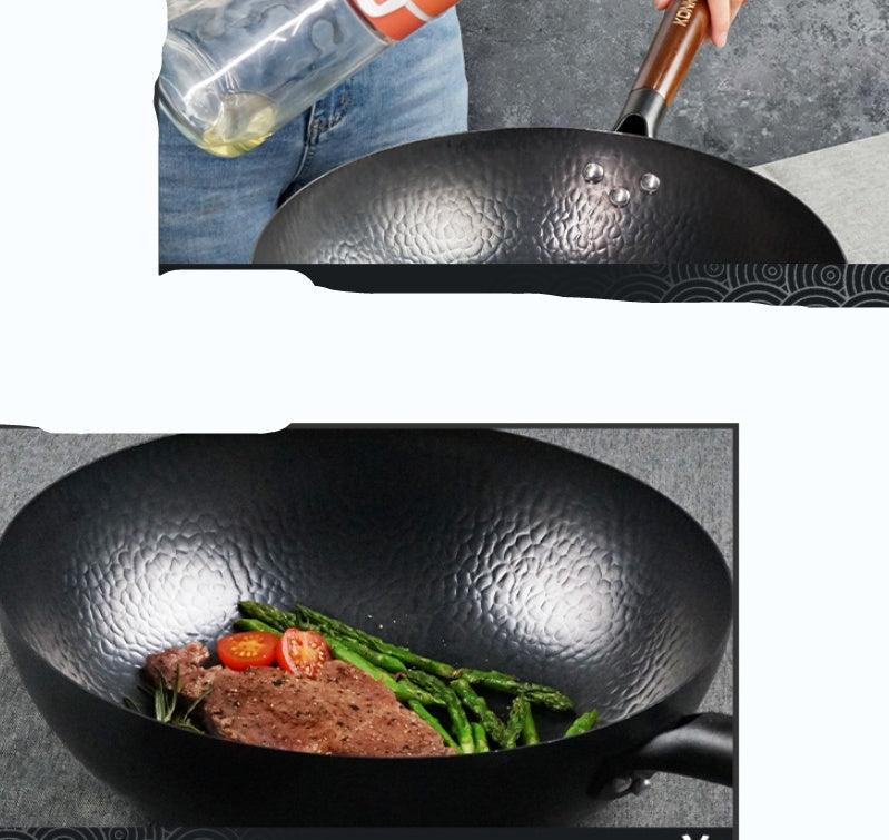 Wok ménager antiadhésif à fond plat non revêtu 32cm